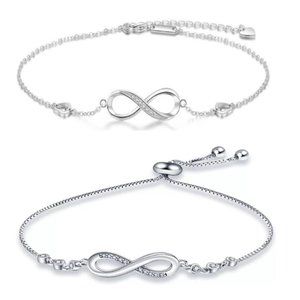 Infinity Bracelet AND Anklet Bracelet Sterling Silver TWO Items Ships USA